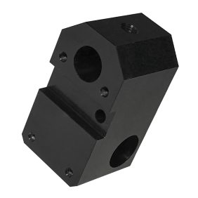 Black anodised aluminium CNC machined block