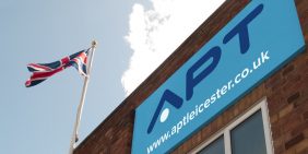 APT Leicester factory building sign in Groby