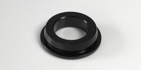 Insulating washer turned part in black delrin for Leon Paul fencing equipment