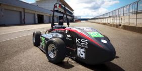 UoL single seat electric racing car at Silverstone in July 2016