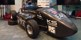 UoL single seat electric racing car sponsored by APT Leicester